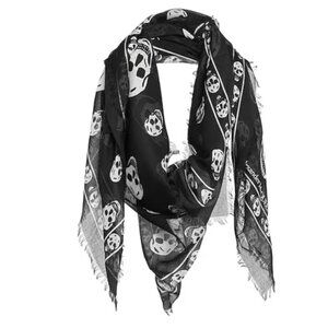 Alexander McQueen Skull Large Scarf Black White